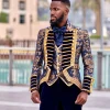 A “Abingdon” royalty tail gold and blue floral metallic Jacquard tuxedo suit