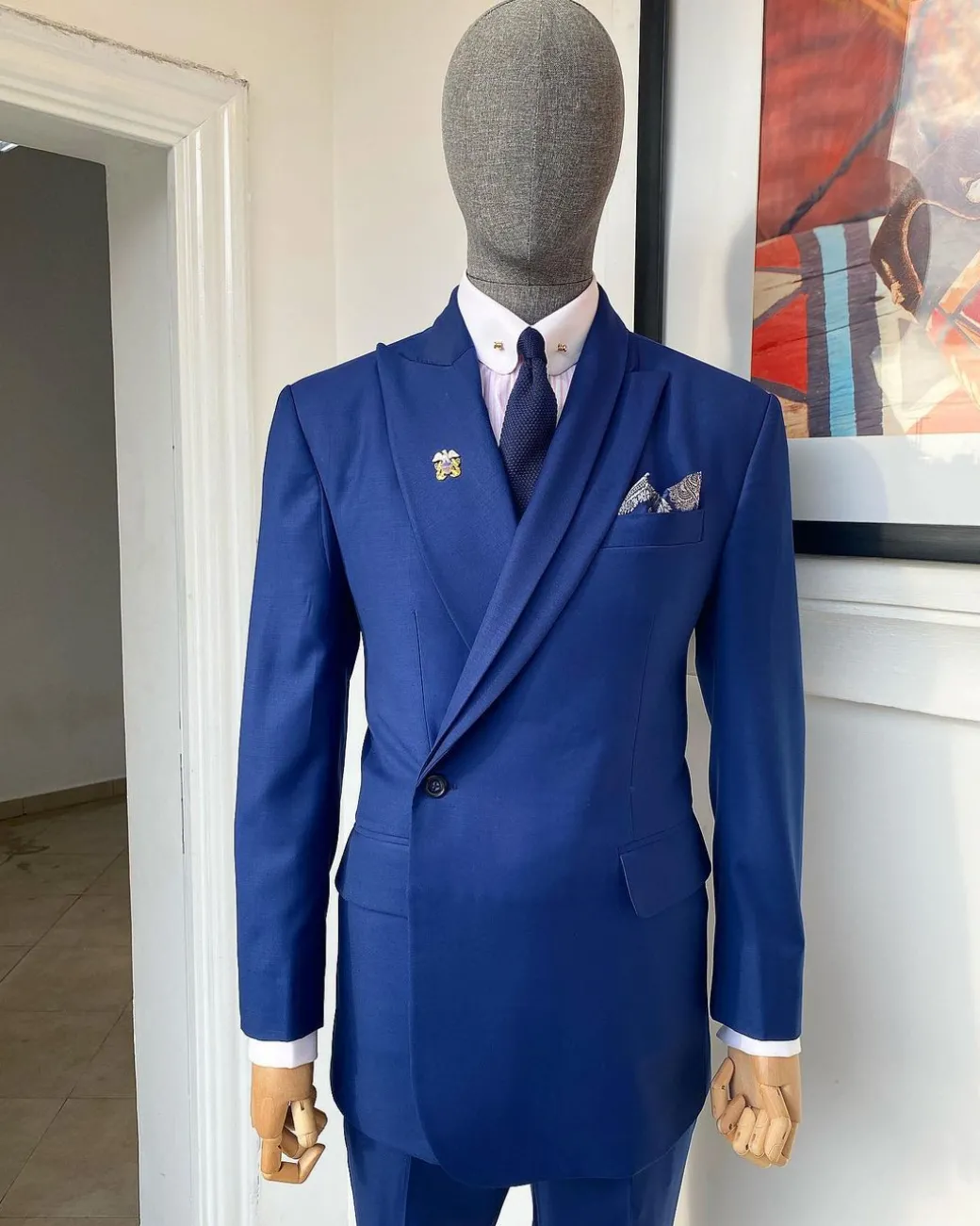 A Bespoke reloaded “Arthur Richards” Navy blue business/corporate 3 lapel suit