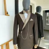 A Bespoke reloaded brown “Arthur Richards” tuxedo 3-lapel suit