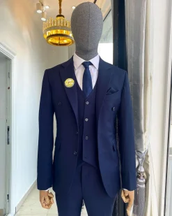 A Bespoke reloaded “peaky blinders” navy blue notch lapel suit
