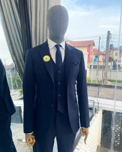 A Bespoke reloaded “peaky blinders” navy blue notch lapel suit