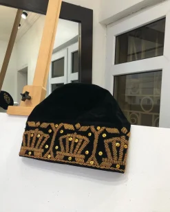 A Black and gold Embroidery African Traditional  hat