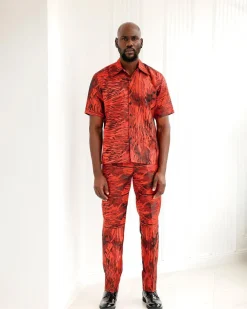 A Black Raindrop Jacquard, Reverted Pattern Short-Sleeved Shirt