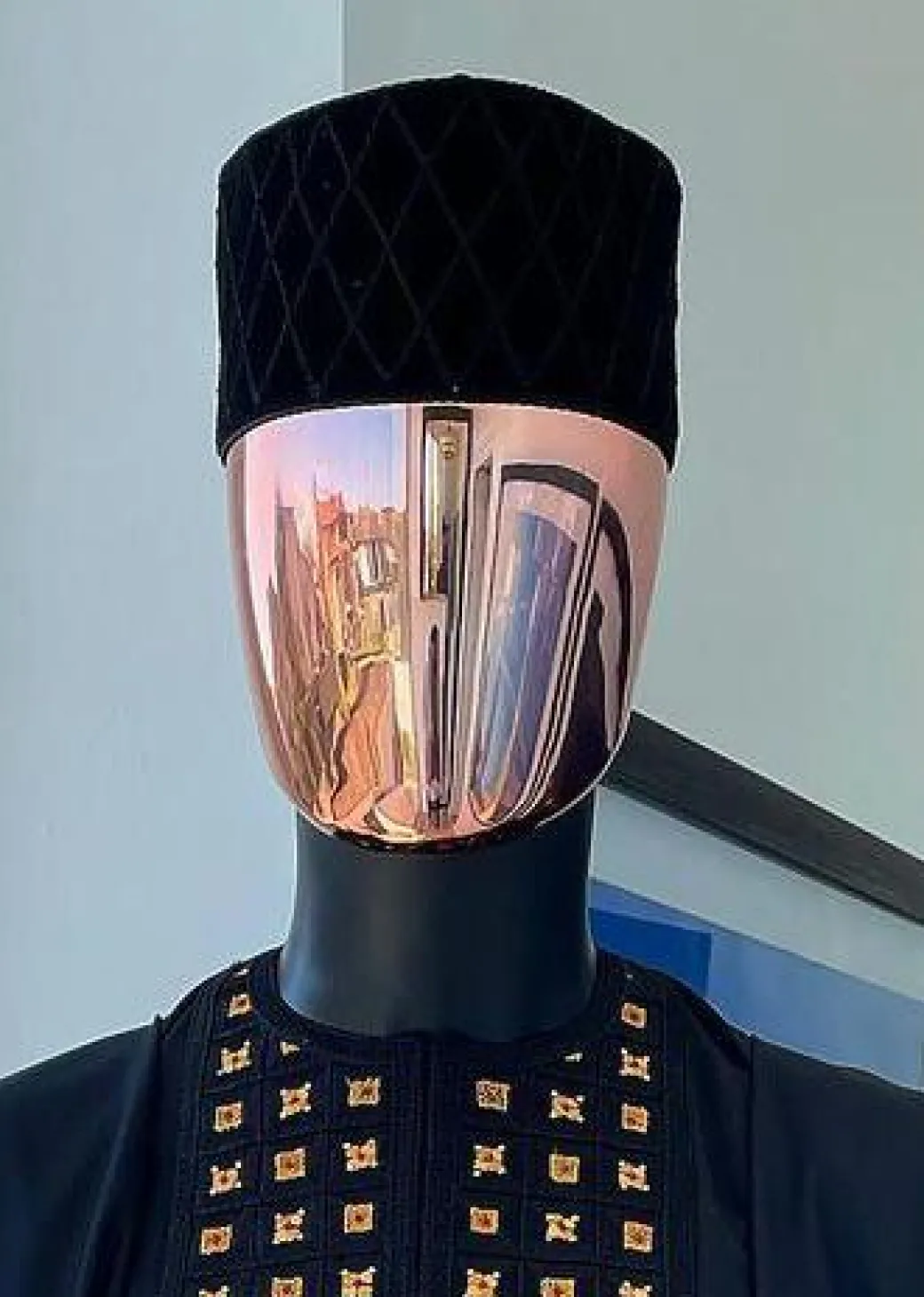 A Black Velvet Interlocking Lane African Hat