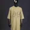 A Blonde-yellow, mermaid tail embroidery detailing kaftan and Sokoto