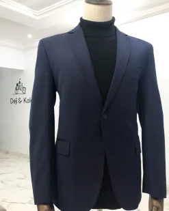 A Blue and red Pencil Stripe Navy Blue men’s Suit