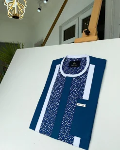 A Blue Mix Dotted Space Front flap African Kaftan