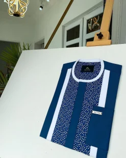A Blue Mix Dotted Space Front flap African Kaftan