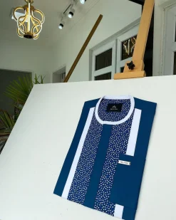 A Blue Mix Dotted Space Front flap African Kaftan