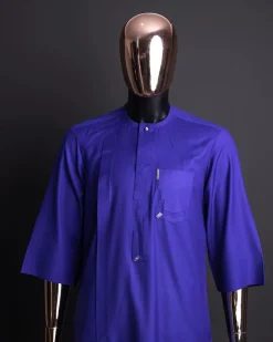 A Blue, scattered pointed zeros with keke Elemu embroidery details agbada