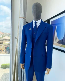 A “board room” Cool wool @scabal (501090) fabric cobalt blue peak lapel suit