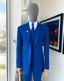 A “board room” Cool wool @scabal (501090) fabric cobalt blue peak lapel suit