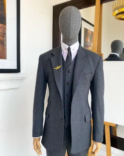 A “Board Room” Jorgecarli Classic Super 140’s Fabric Shadow Grey Notch Lapel Suit