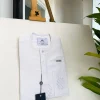 A Bold stripe white, embroidery detailing & 10mm clear view Swarovski button African traditional senator kaftan native.