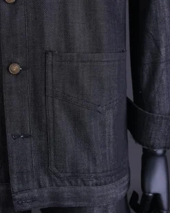 A Branded black greyscale, denim shirt jacket