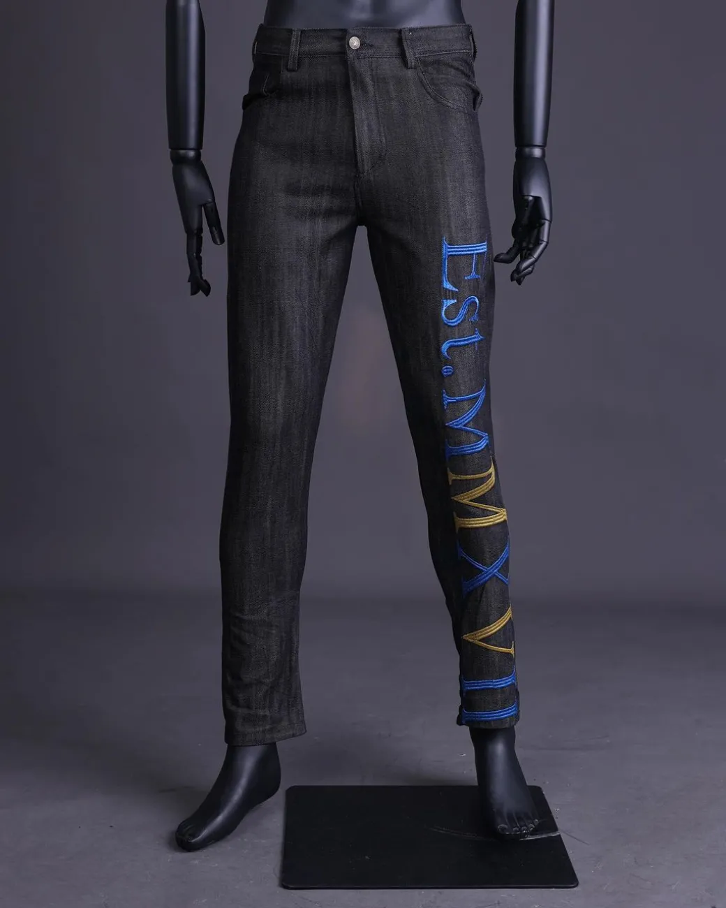 A Branded black greyscale, denim shirt jacket