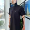 A brown front flap with embroidery details African traditional kaftan native