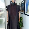 A Brown, Inverted Triangle And Rectangular Monochrome Embroidery Design Agbada
