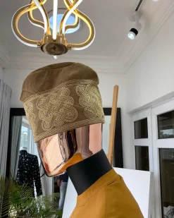 A brown Monochrome Hand Woven Egba Yoruba Hat