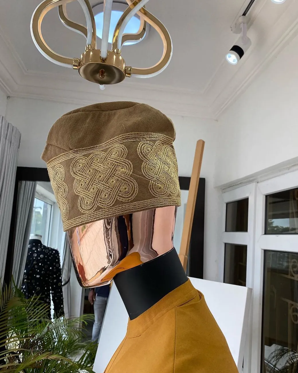 A brown Monochrome Hand Woven Egba Yoruba Hat