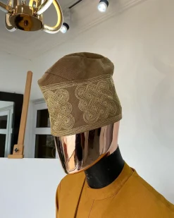 A brown Monochrome Hand Woven Egba Yoruba Hat
