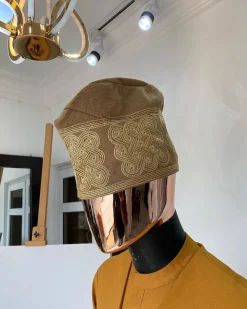 A brown Monochrome Hand Woven Egba Yoruba Hat