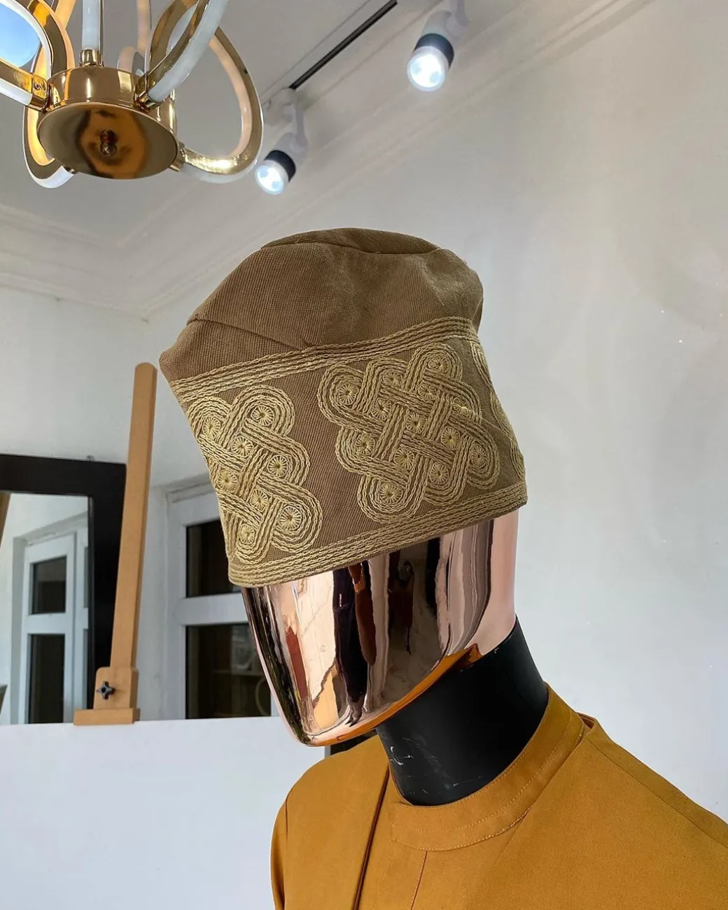 A brown Monochrome Hand Woven Egba Yoruba Hat