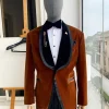 A Brown Velvet With Silk Taping Shawl Lapel Tuxedo Suit