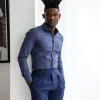 A Brushed Navy blue business shirt.
