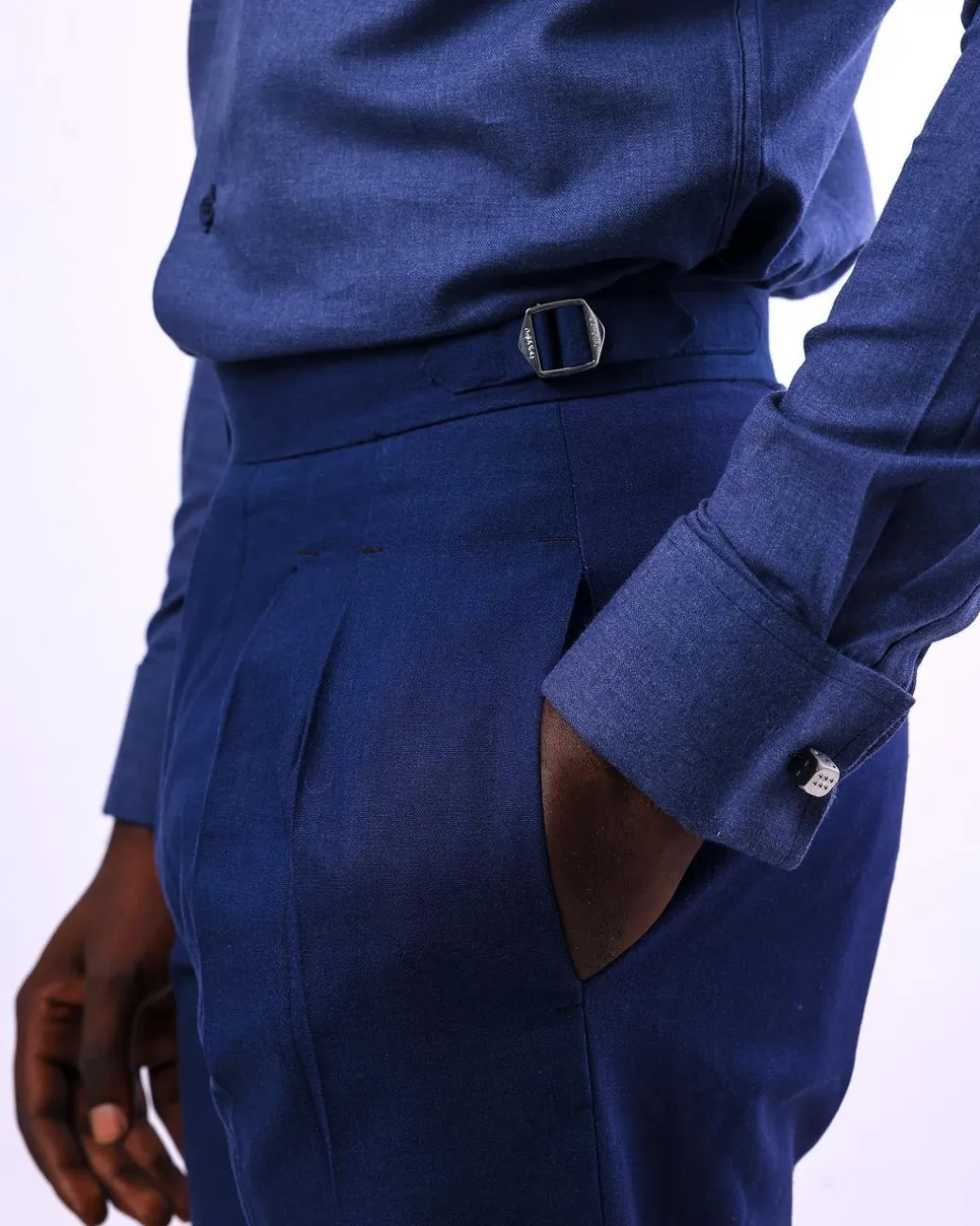 A Brushed, Navy Blue, Combat Details Shirt.