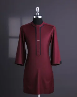A Burgundy connected Mazeline with keke Elemu embroidery details agbada