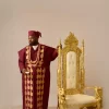 A Burgundy, deltagbada flapper embroidery details agbada