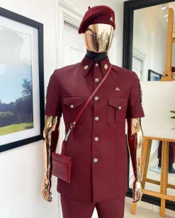 A Burgundy Reloaded Vintage “Havana” French Safari Suit.