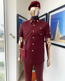 A Burgundy Reloaded Vintage “Havana” French Safari Suit.
