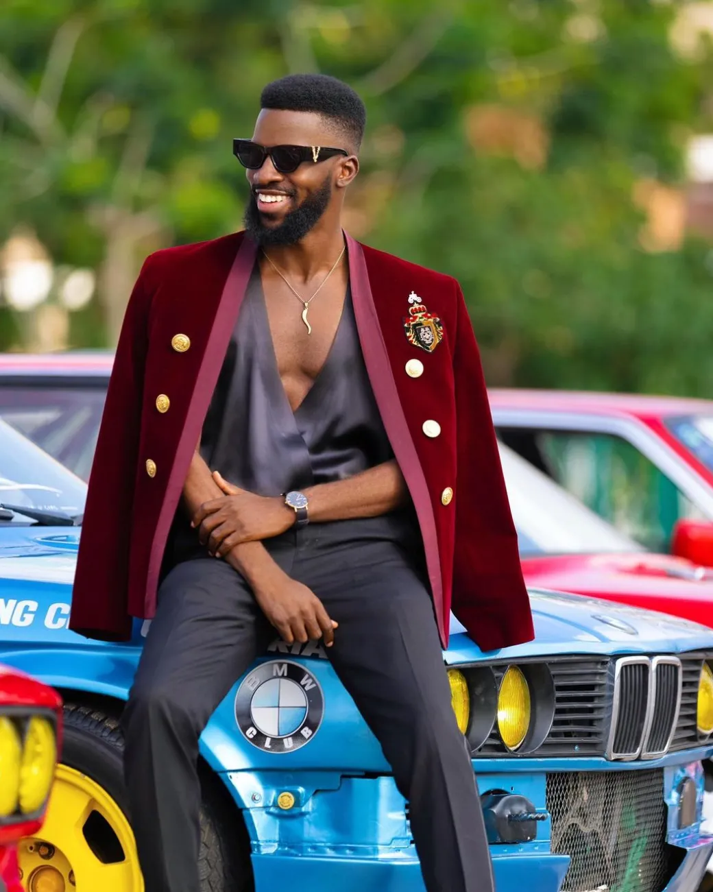 A Burgundy Velvet Blazer Jacket Suit