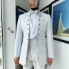 A “cardinal” ivory white and silver pattern metallic pattern jacquard Suit