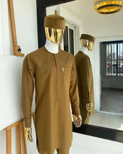 A Carton brown front flap detailing African kaftan