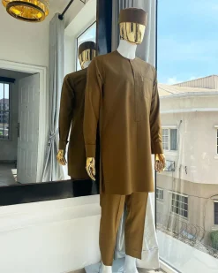 A Carton brown front flap detailing African kaftan