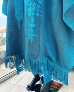 A Cerulean blue royal embroidery design agbada, dashiki, “abeti Aja” matching hat & sokoto