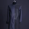A charcoal and porpoise grey, Mid-Cut with head hologram embroidery detailing African senator kaftan native.