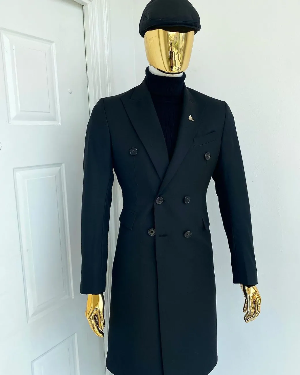 A Charcoal Black Bespoke “Peaky Blinders” Peak Lapel Suit