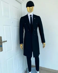 A Charcoal Black Bespoke “Peaky Blinders” Peak Lapel Suit