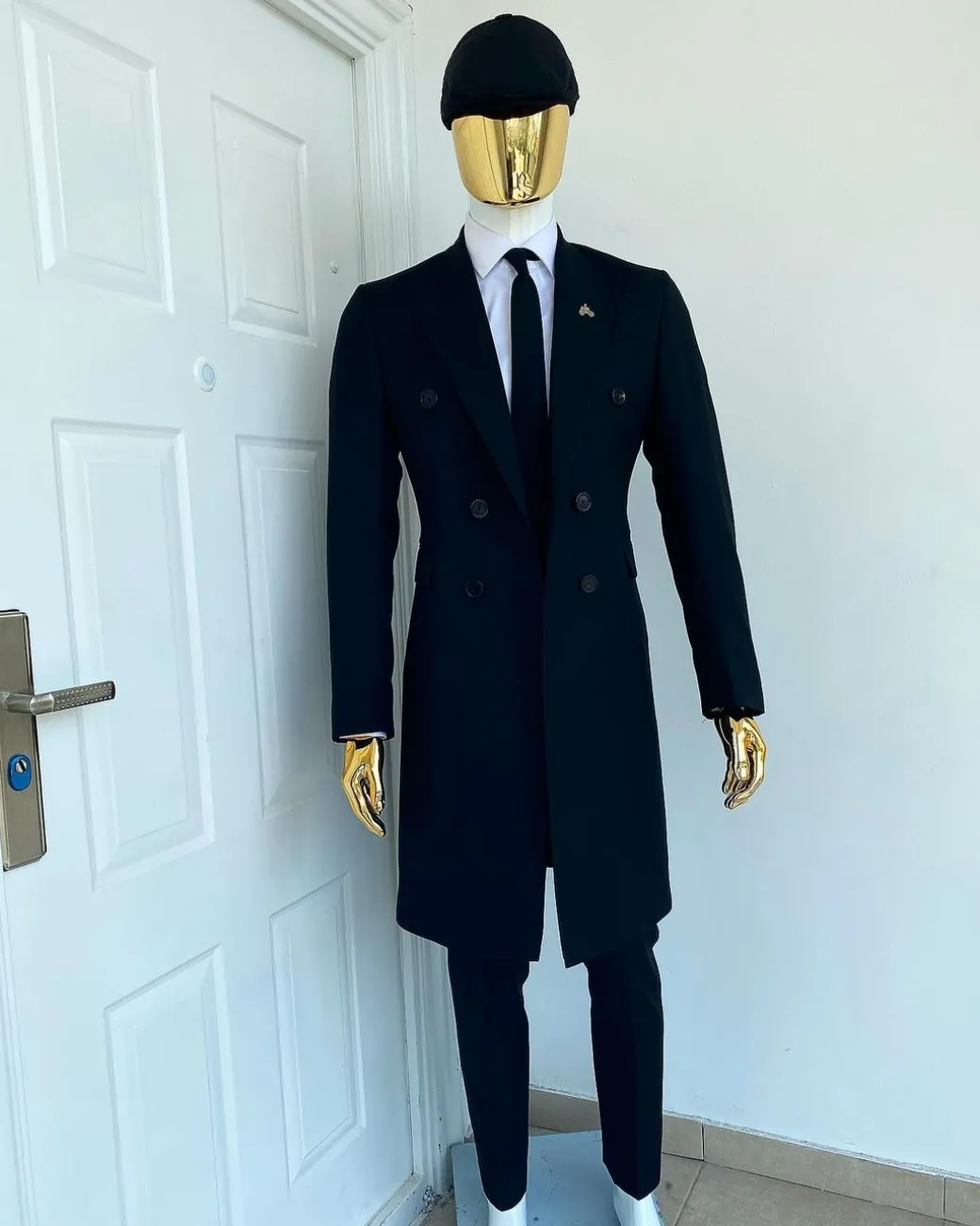 A Charcoal Black Bespoke “Peaky Blinders” Peak Lapel Suit