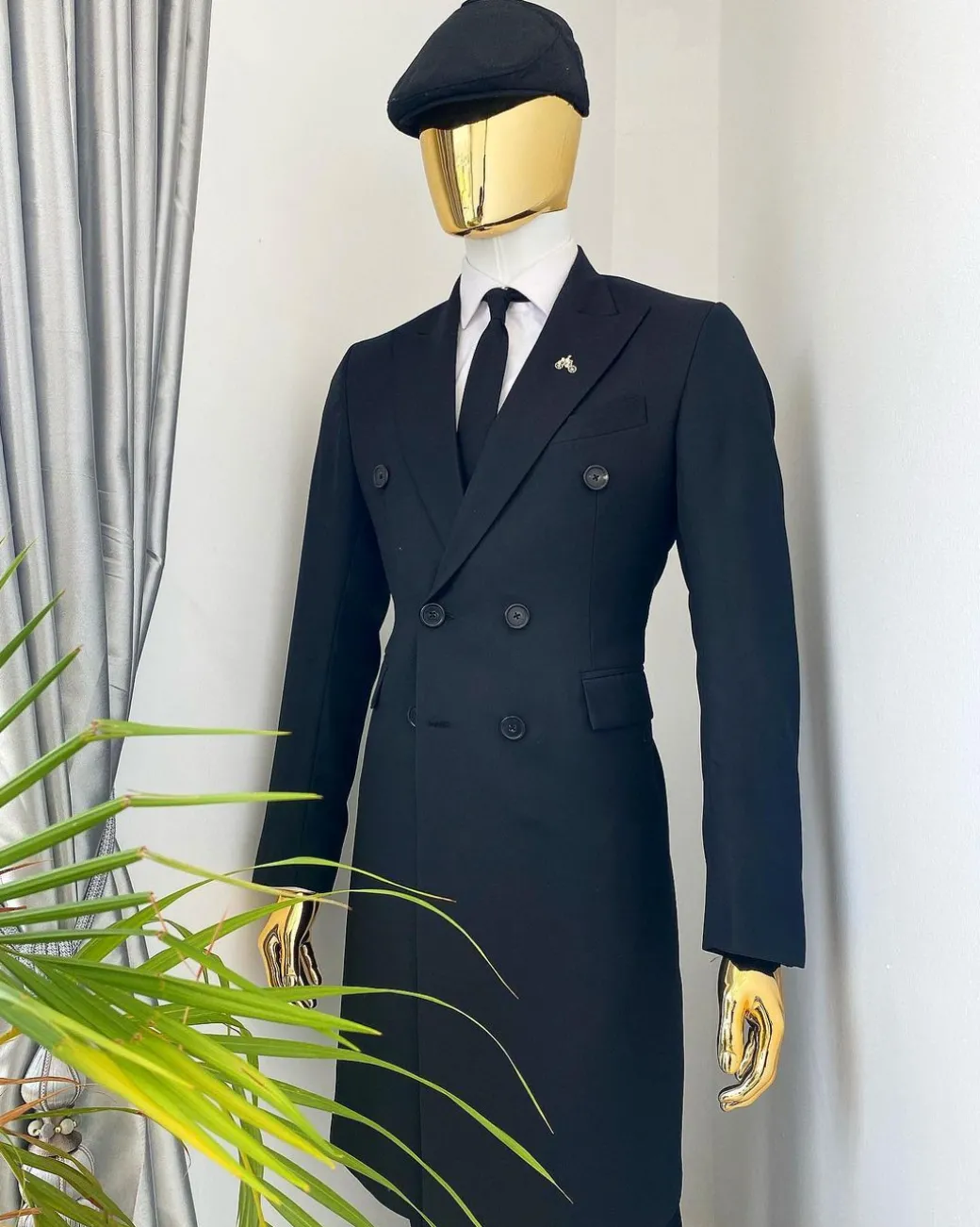 A Charcoal Black Bespoke “Peaky Blinders” Peak Lapel Suit
