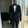 A Charcoal Black Dinner Shawl Lapel Tuxedo Suit
