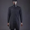 A Charcoal Black, Drop Down Lay Embroidery Detailing Kaftan, Hand Woven Yoruba Hat & Sokoto