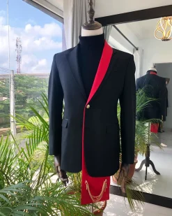 A charcoal Black “Falz” classic Tuxedo Suit