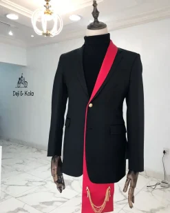 A charcoal Black “Falz” classic Tuxedo Suit