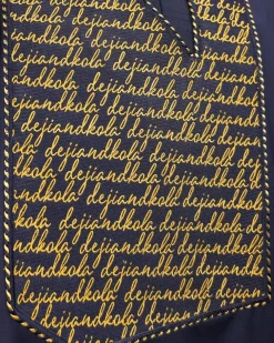 A Charcoal Black, Gold Scritto Pattered (dejiandkola) Embroidery Detailing Agbada