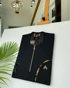 A Charcoal Black Gold ZIP opening, a cross-display functional pocket detailing Kaftan